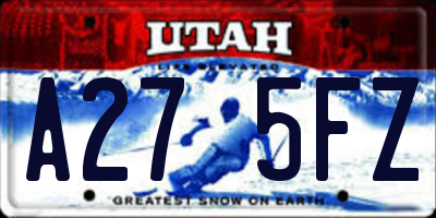 UT license plate A275FZ