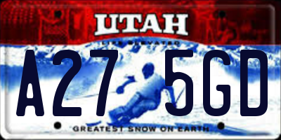 UT license plate A275GD