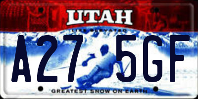 UT license plate A275GF