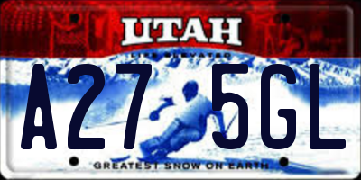 UT license plate A275GL