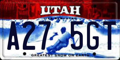 UT license plate A275GT