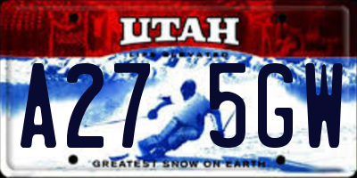 UT license plate A275GW