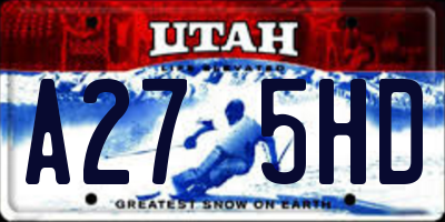 UT license plate A275HD