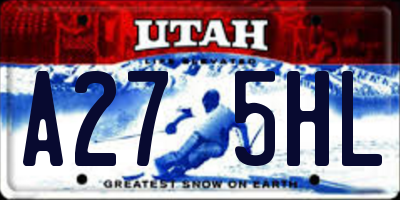 UT license plate A275HL