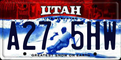 UT license plate A275HW