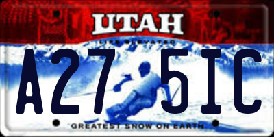 UT license plate A275IC