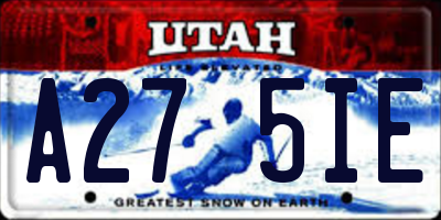 UT license plate A275IE