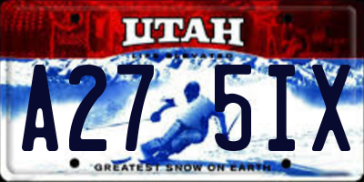 UT license plate A275IX