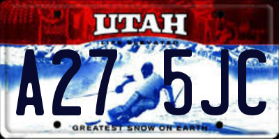 UT license plate A275JC