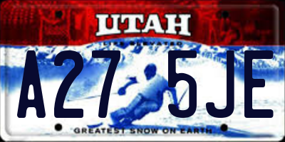 UT license plate A275JE