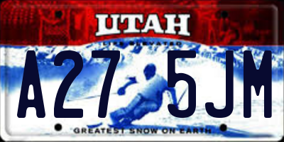 UT license plate A275JM