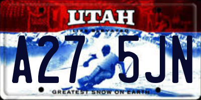 UT license plate A275JN