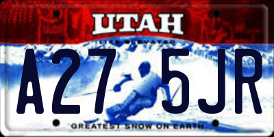 UT license plate A275JR