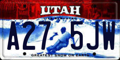 UT license plate A275JW