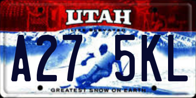 UT license plate A275KL