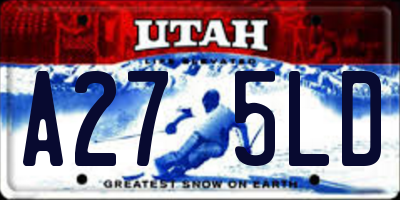 UT license plate A275LD