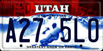 UT license plate A275LO