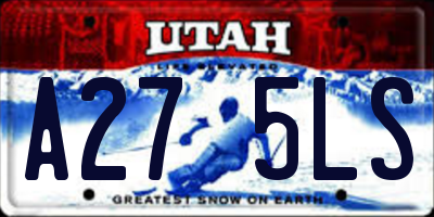UT license plate A275LS