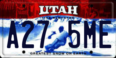 UT license plate A275ME