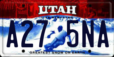 UT license plate A275NA