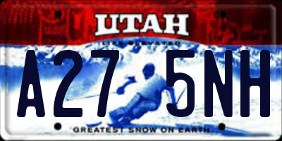 UT license plate A275NH