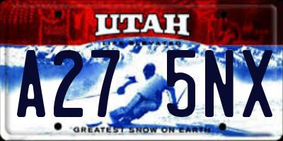 UT license plate A275NX