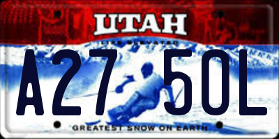 UT license plate A275OL