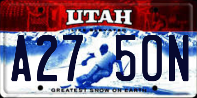 UT license plate A275ON