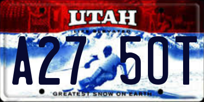 UT license plate A275OT