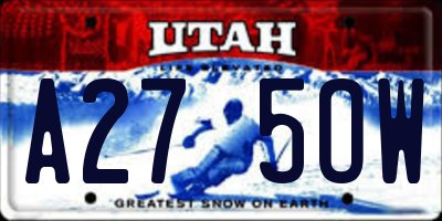 UT license plate A275OW