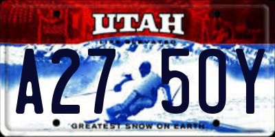 UT license plate A275OY