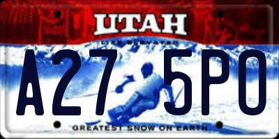 UT license plate A275PO