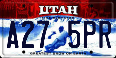 UT license plate A275PR