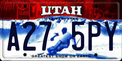 UT license plate A275PY