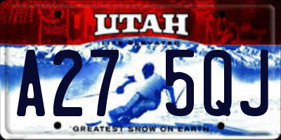 UT license plate A275QJ