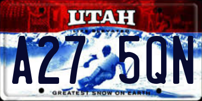 UT license plate A275QN