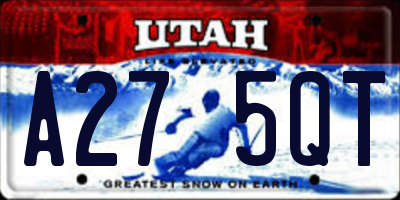 UT license plate A275QT