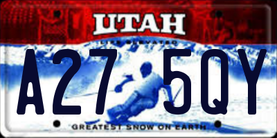 UT license plate A275QY