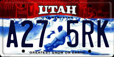 UT license plate A275RK