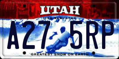 UT license plate A275RP