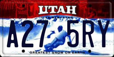 UT license plate A275RY