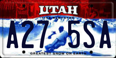 UT license plate A275SA