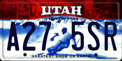 UT license plate A275SR