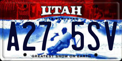 UT license plate A275SV