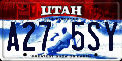 UT license plate A275SY