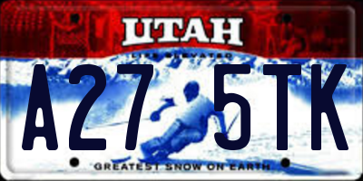 UT license plate A275TK