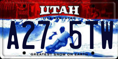 UT license plate A275TW