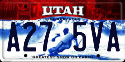 UT license plate A275VA