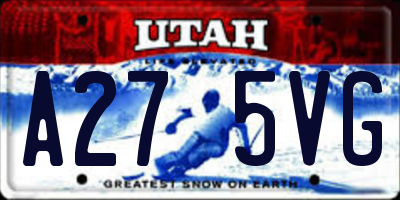 UT license plate A275VG
