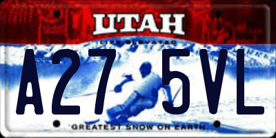 UT license plate A275VL
